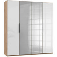 DREHTÜRENSCHRANK in Eichefarben, Weiss  - Chromfarben/Weiss, Modern, Glas/Holzwerkstoff (200/216/58cm) - MID.YOU