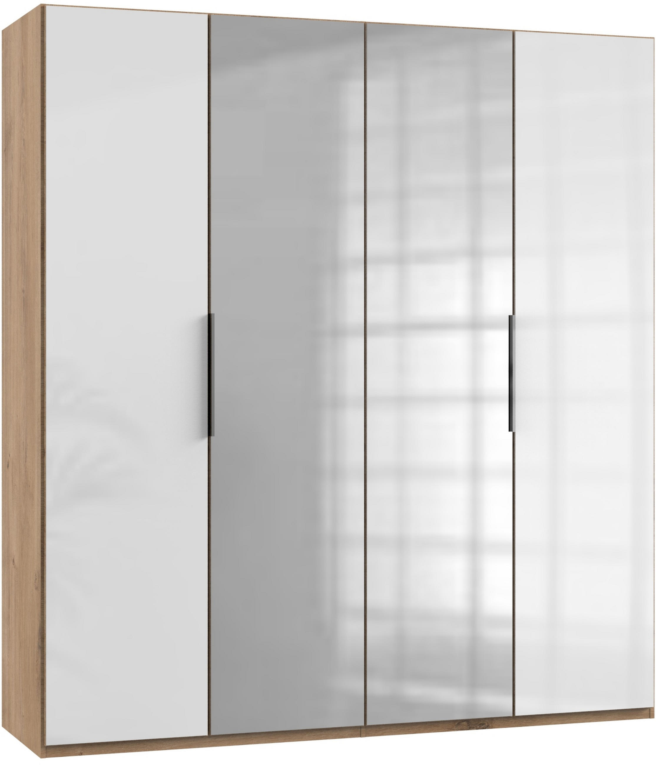 Drehtürenschrank 200cm Level, Weiß/eiche Dekor
