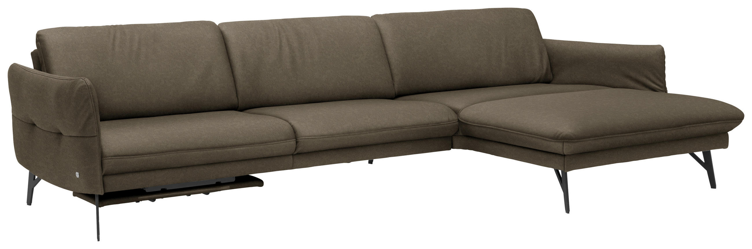 ECKSOFA Olivgrün Echtleder  - Anthrazit/Olivgrün, Design, Leder/Metall (330/174cm) - Himolla
