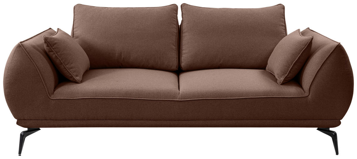 2-SITZER-SOFA Webstoff Braun  - Schwarz/Braun, Modern, Textil/Metall (208/86/118cm) - MID.YOU
