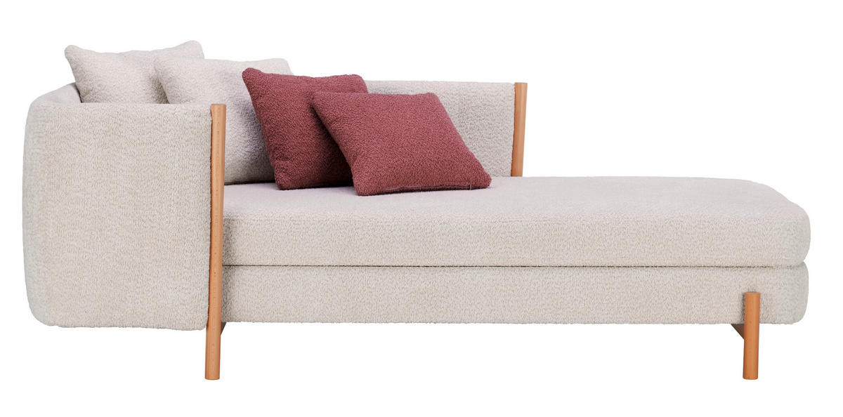 RÉCAMIERE in Plüsch Creme  - Creme/Naturfarben, Design, Holz/Textil (216/90/109cm) - Niels Andersson