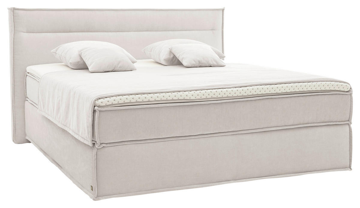 BOXSPRINGBETT 180/200 cm  in Weiß  - Schwarz/Weiß, Design, Textil (180/200cm) - Musterring
