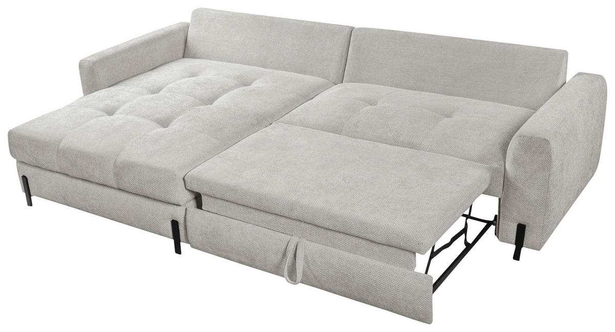 ECKSOFA Beige Struktur  - Beige/Schwarz, Design, Textil/Metall (162/265cm) - MID.YOU