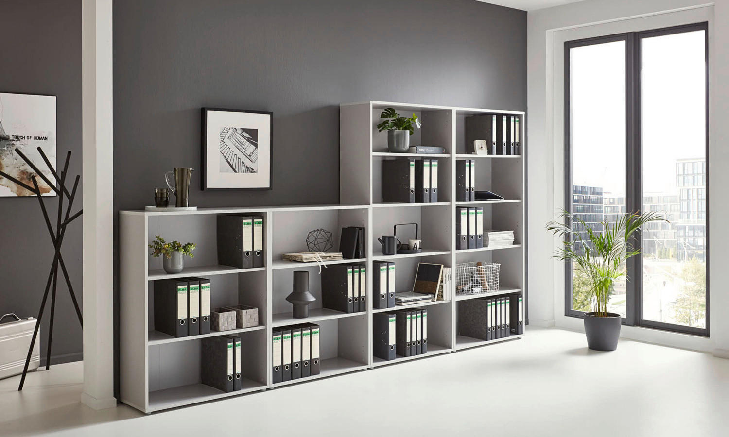 AKTENREGAL 337,6/185,6/33 cm  - Silberfarben/Grau, MODERN, Holzwerkstoff (337,6/185,6/33cm) - MID.YOU