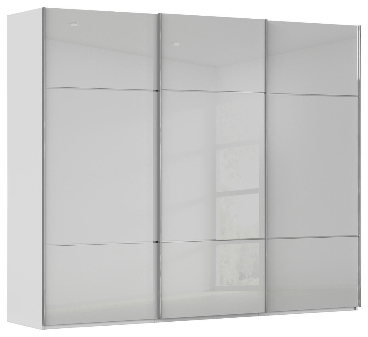 SCHWEBETÜRENSCHRANK in Grau, Weiss  - Chromfarben/Weiss, Konventionell, Glas/Holzwerkstoff (271/223/68cm) - Novel