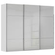 SCHWEBETÜRENSCHRANK  in Grau, Weiß  - Chromfarben/Weiß, KONVENTIONELL, Glas/Holzwerkstoff (242/223/68cm) - Novel