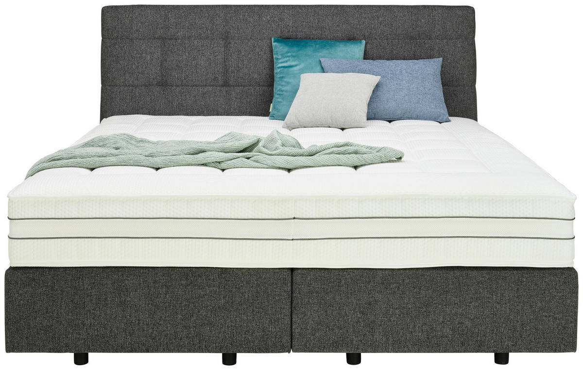 BOXSPRINGBETT 180/200 cm  in Anthrazit  - Anthrazit/Schwarz, Design, Kunststoff/Textil (180/200cm) - Esposa