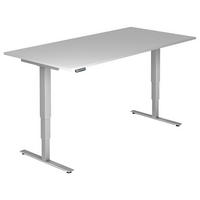 SCHREIBTISCH 200/100/63,5-128,5 cm Grau, Silberfarben höhenverstellbar elektrisch höhenverstellbar  - Silberfarben/Grau, KONVENTIONELL, Holzwerkstoff/Metall (200/100/63,5-128,5cm) - Venda