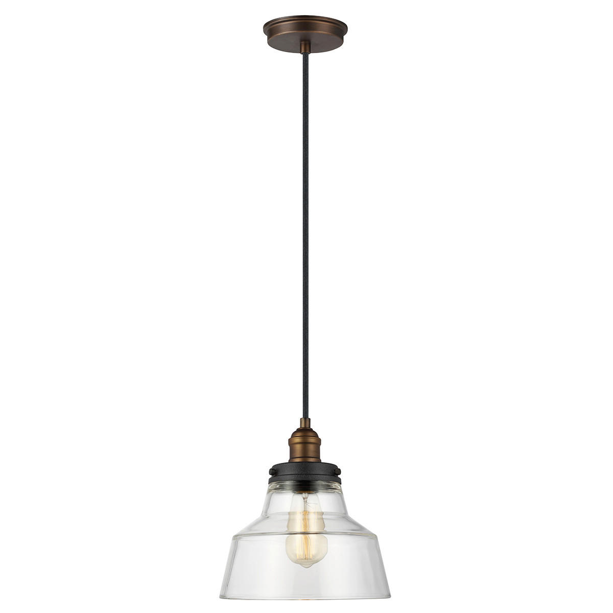 HÄNGELEUCHTE 25.4/30.1 cm    - Messingfarben/Zinkfarben, Konventionell, Glas/Metall (25.4/30.1cm) - Elstead Lighting