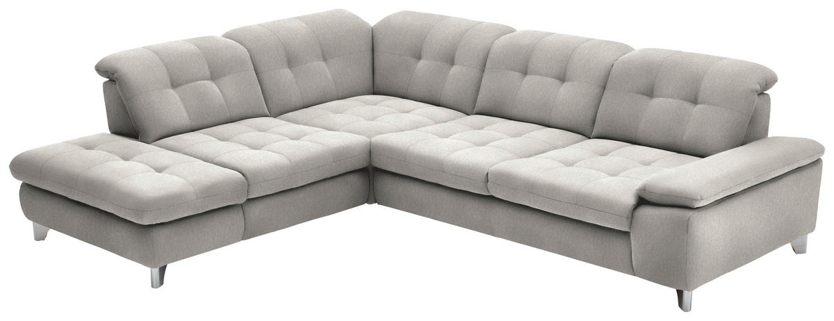 ECKSOFA in Chenille Creme  - Chromfarben/Creme, Design, Textil/Metall (260/310cm) - Beldomo Speed