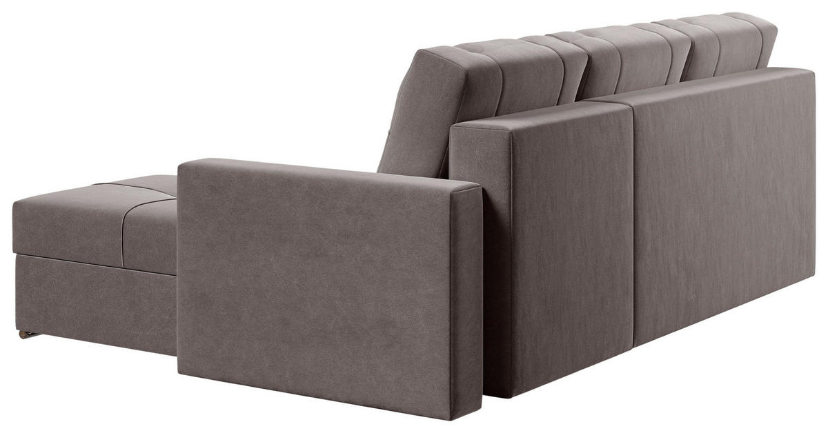 ECKSOFA Dunkelgrau Samt  - Chromfarben/Dunkelgrau, KONVENTIONELL, Kunststoff/Textil (233/140cm) - Carryhome
