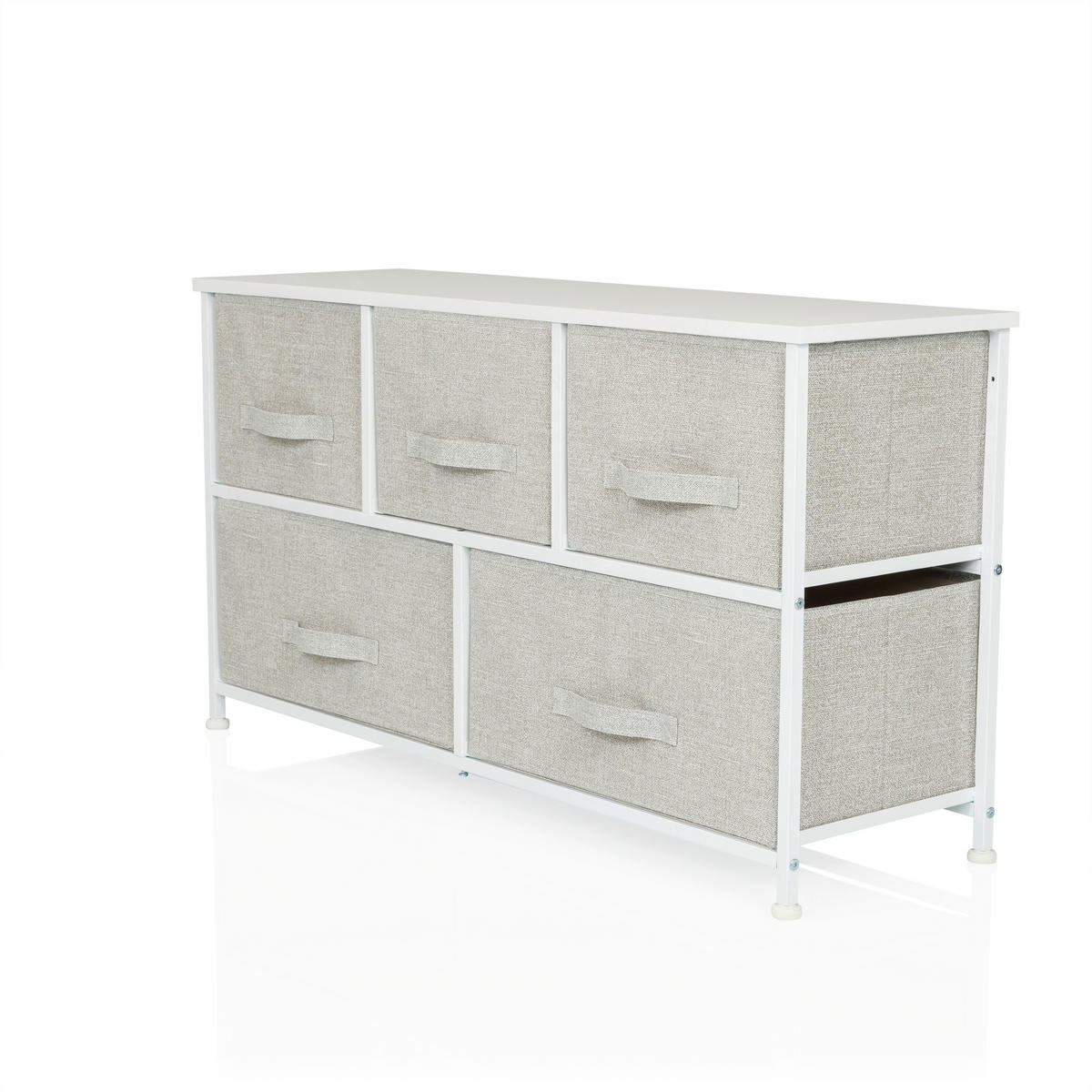 KOMMODE  in 100/55/30 cm  - Weiß/Grau, MODERN, Kunststoff/Textil (100/55/30cm) - MID.YOU