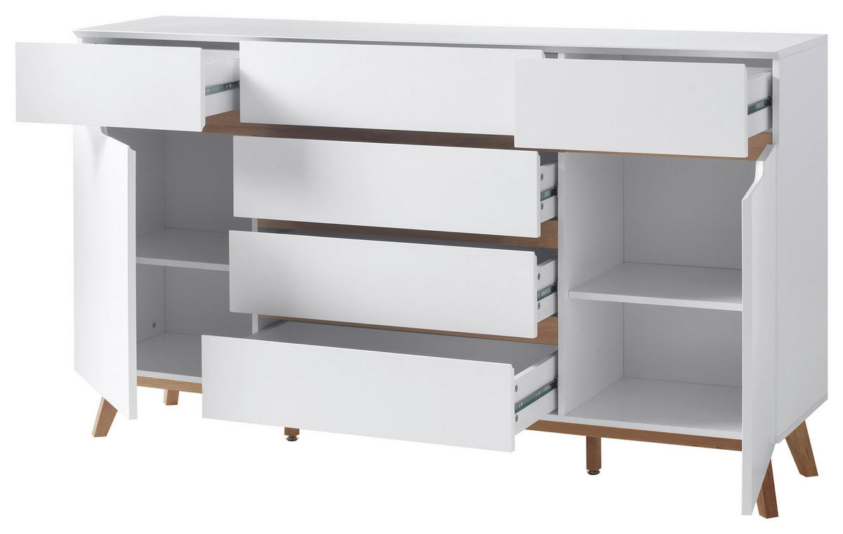 SIDEBOARD Cervo  in 169/101/40 cm  - Eichefarben/Weiß, Design, Holz/Holzwerkstoff (169/101/40cm)