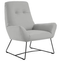 SESSEL in Echtleder Hellgrau  - Hellgrau/Schwarz, Design, Leder/Metall (82/102/81cm) - Pure Home Lifestyle