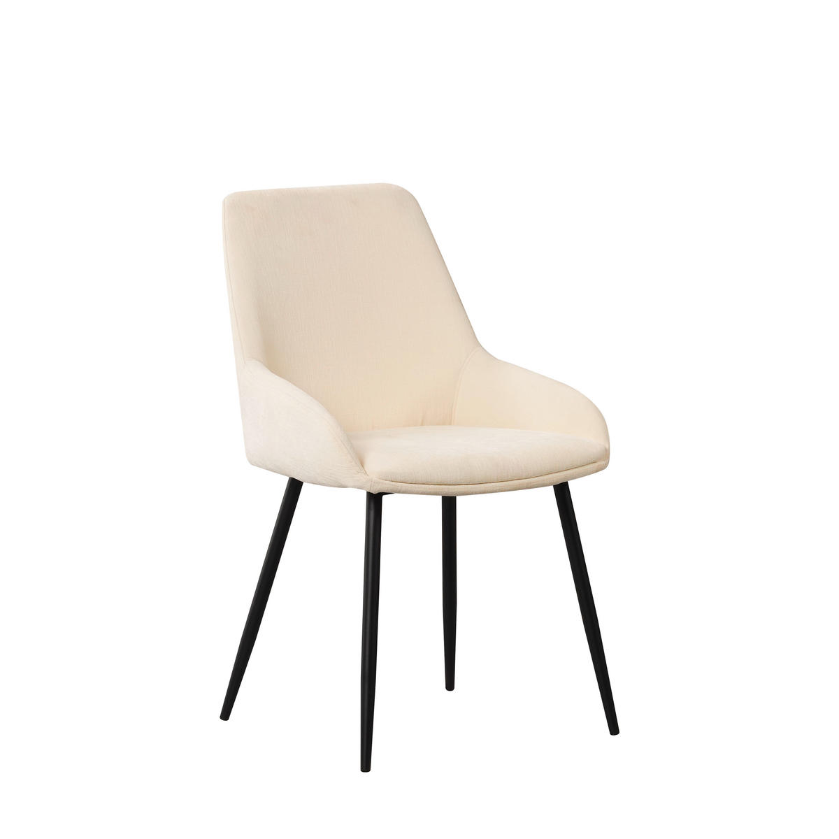 STUHL-SET 2 Stück  in Chenille  - Creme/Schwarz, MODERN, Textil/Metall (52/86/44cm) - MID.YOU