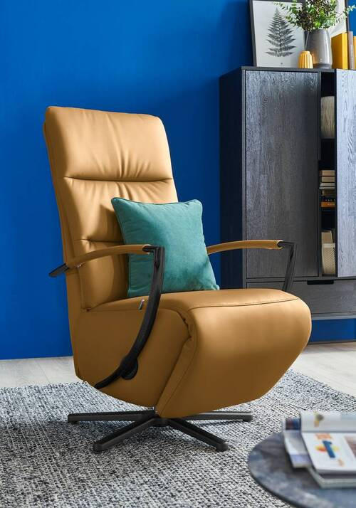 RELAXSESSEL in Leder Cognac  - Cognac/Schwarz, Design, Leder/Metall (64/112/80cm) - Cantus
