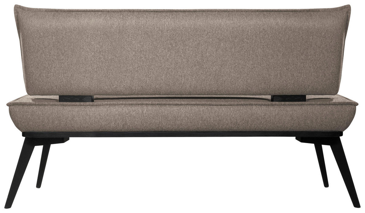 SITZBANK 153/90/65 cm Webstoff Taupe, Schwarz Buche massiv  - Taupe/Schwarz, Basics, Holz/Textil (153/90/65cm) - Carryhome