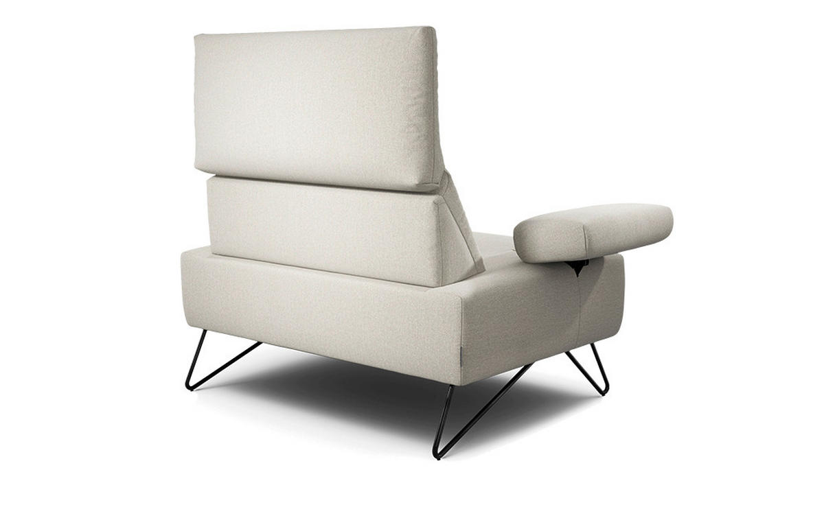 SESSEL Chenille Naturfarben    - Schwarz/Naturfarben, Design, Textil/Metall (114-142/85/86-94cm) - SENSOO