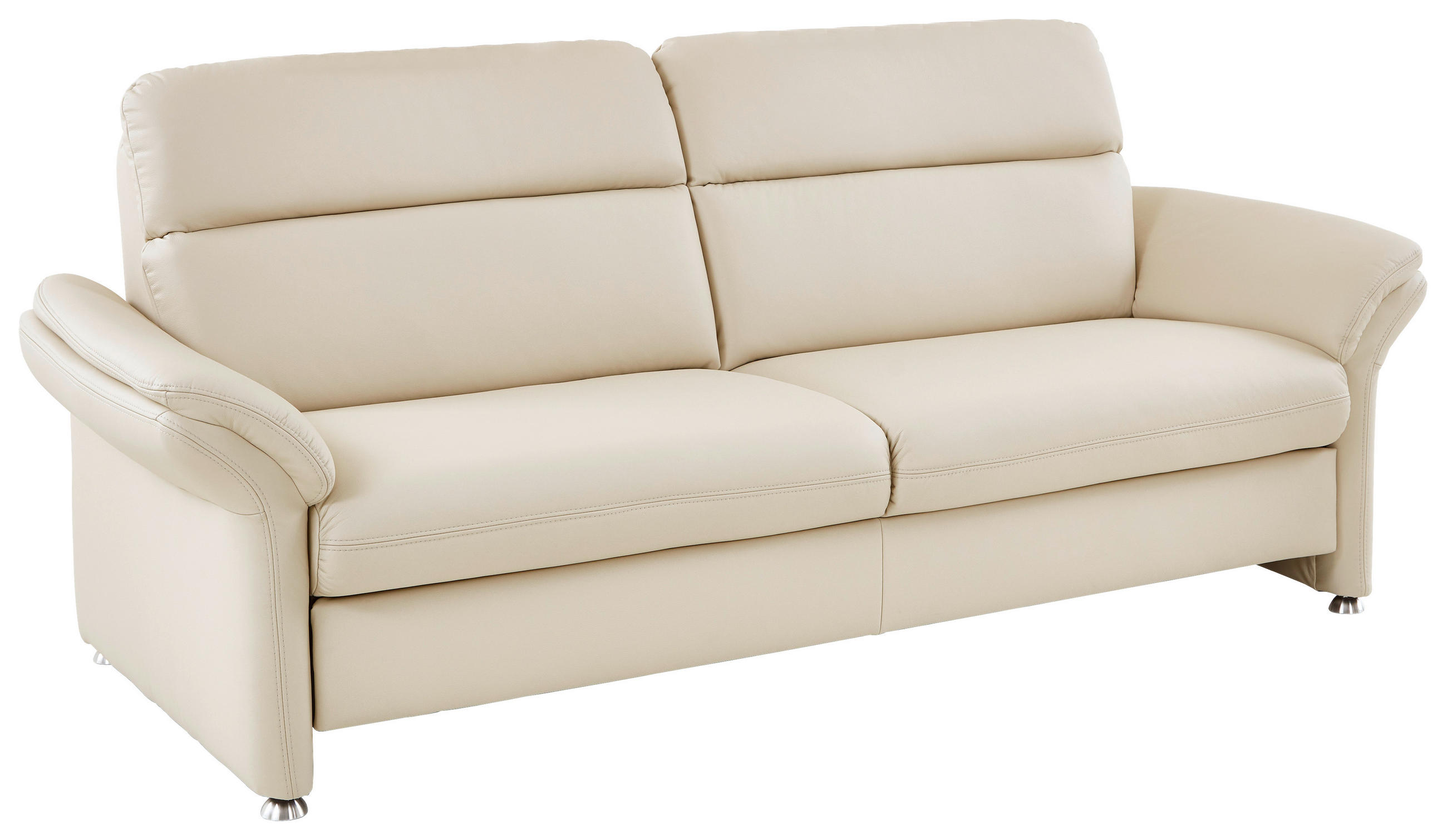 3-SITS SOFFA i äkta läder cremefärgad  - aluminiumfärg/cremefärgad, Klassisk, metall/läder (228/96/92cm) - Beldomo Premium