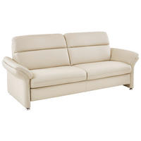 3-SITS SOFFA i äkta läder cremefärgad  - aluminiumfärg/cremefärgad, Klassisk, metall/läder (228/96/92cm) - Beldomo Premium