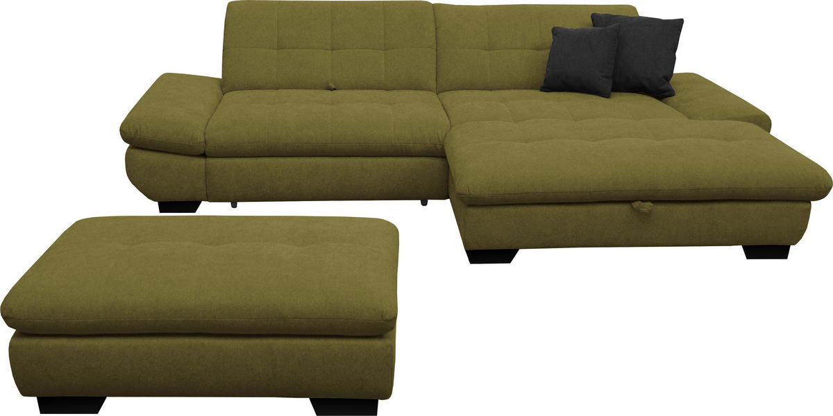 ECKSOFA in Mikrofaser Grün  - Schwarz/Grün, Design, Textil/Metall (290/198cm) - Xora