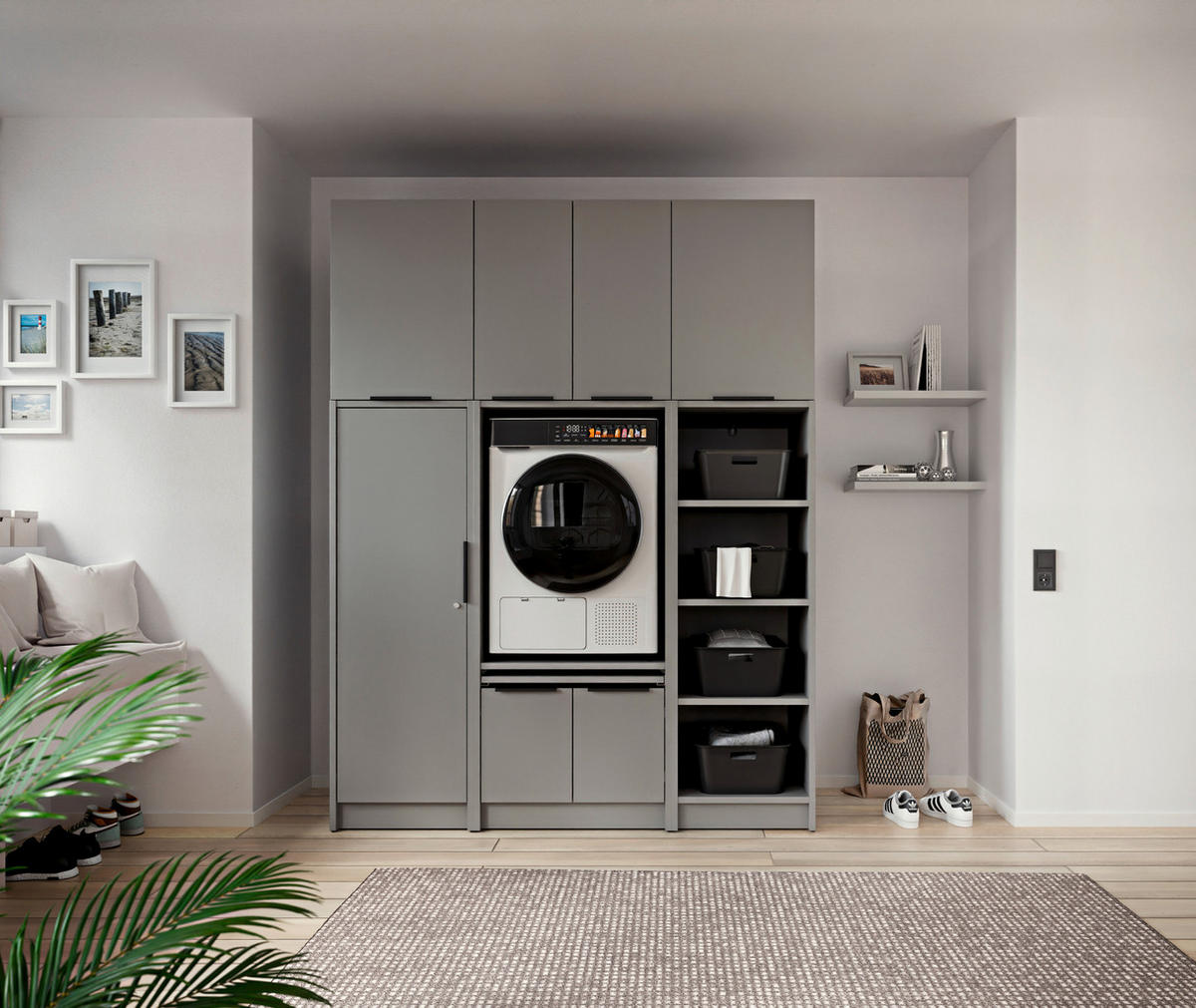 AUFSATZSCHRANK 70/70/68 cm   - Schwarz/Grau, Basics, Holzwerkstoff/Metall (70/70/68cm) - MID.YOU