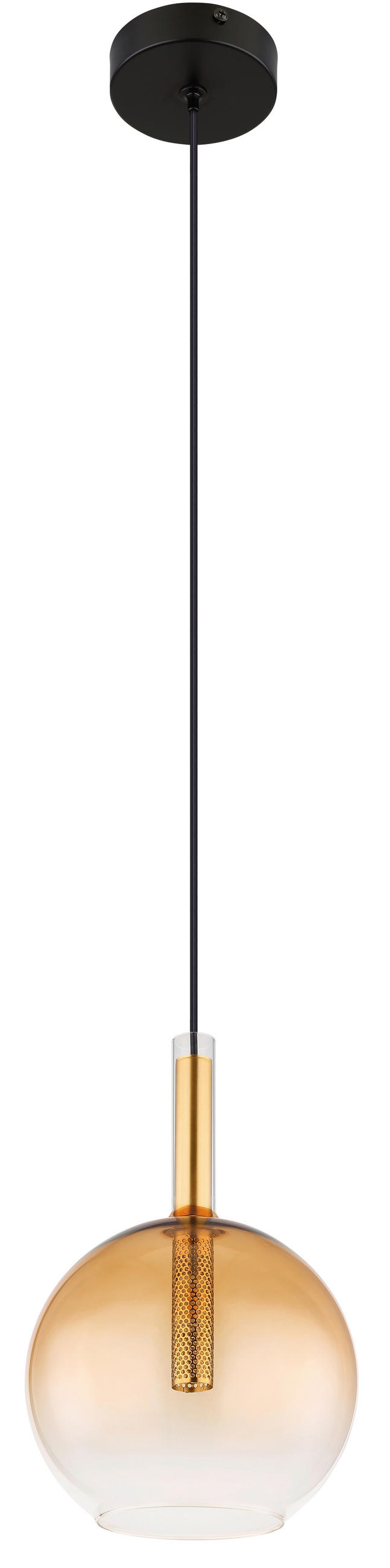 HÄNGELEUCHTE 18/120 cm    - Klar/Messingfarben, Design, Glas/Metall (18/120cm) - Globo