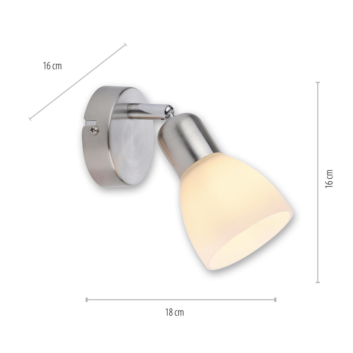 ZIDNA LAMPA - boja nerđajućeg čelika, Osnovno, staklo/metal (17,5/14,5/18cm)