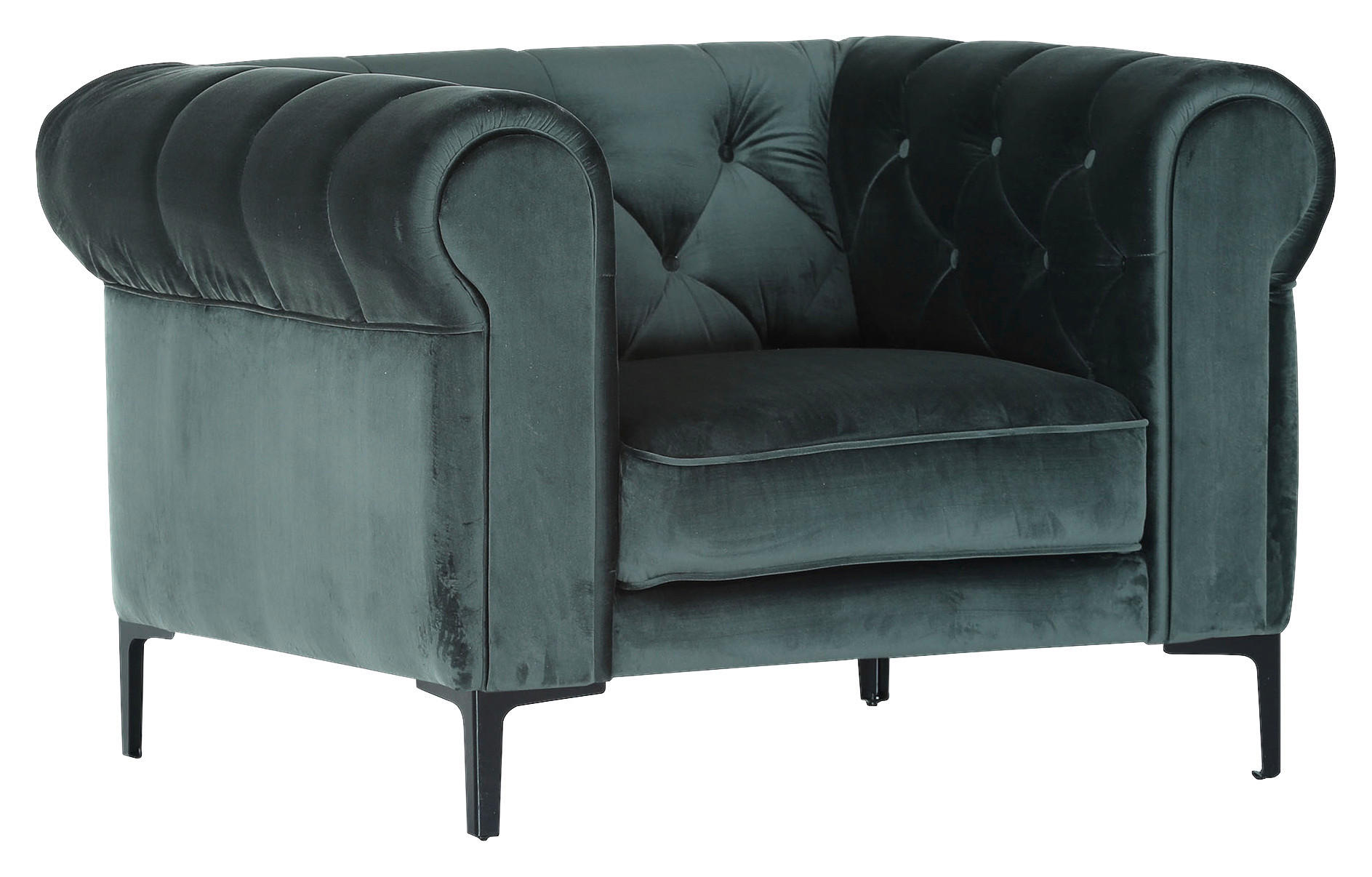 CHESTERFIELD FOTELJA 105/75/90 cm , zelena, petrolej plava  - zelena/crna, Trendi, tekstil/metal (105/75/90cm) - Carryhome