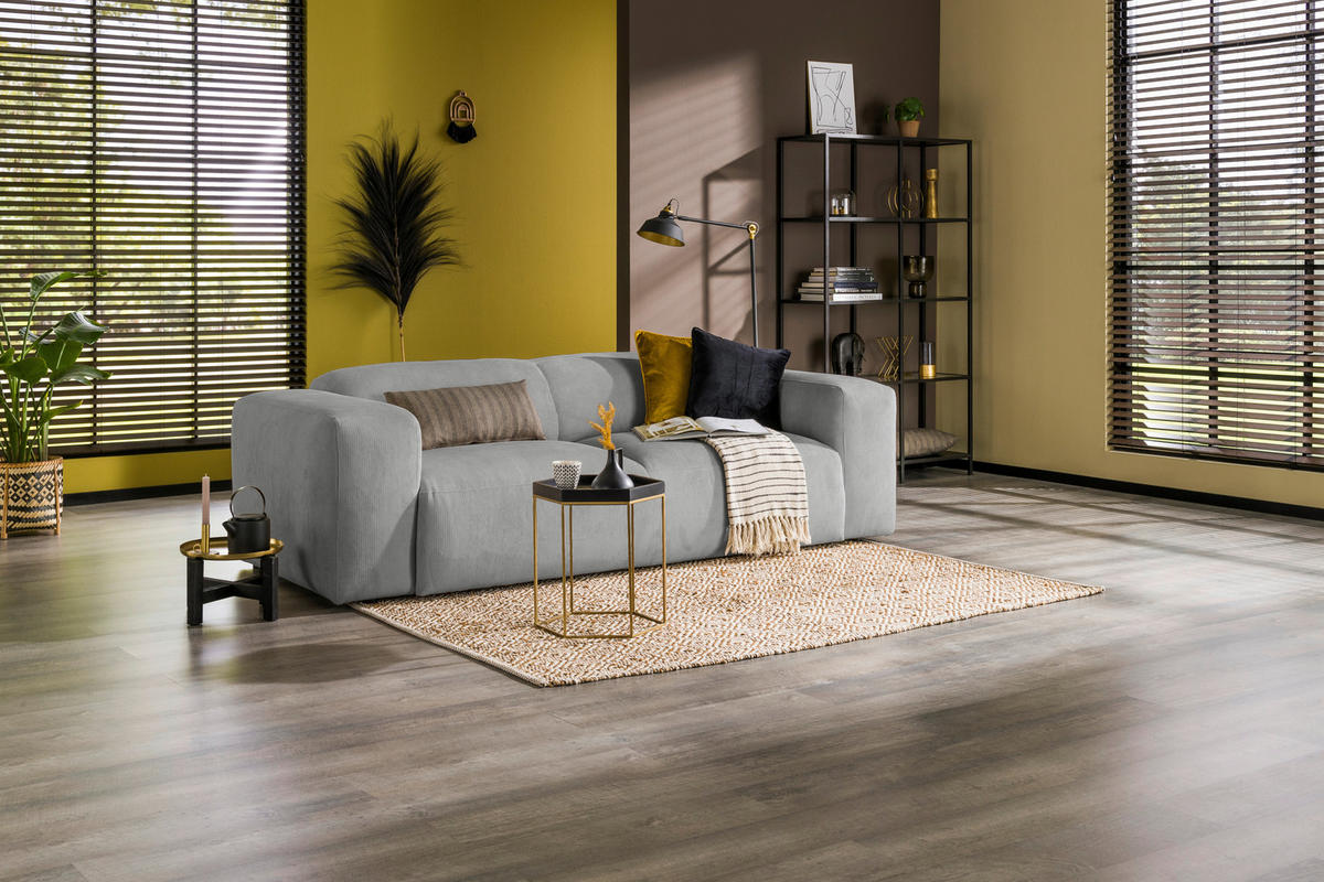 3-SITZER-SOFA in Cord Hellgrau  - Hellgrau/Schwarz, Design, Kunststoff/Textil (247/75/104cm) - MID.YOU