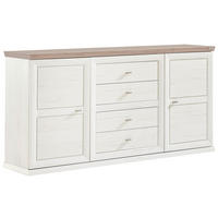 COMODĂ 180/89/43 cm  - culoare nichel/alb, Lifestyle, metal/material pe bază de lemn (180/89/43cm) - Hom`in