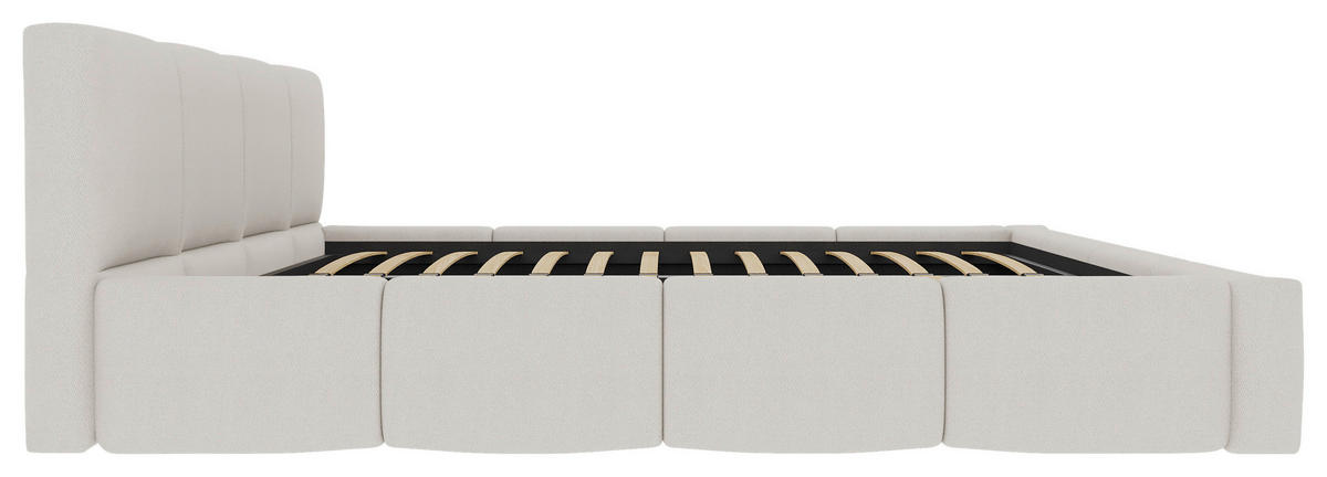 POLSTERBETT 200/200 cm,  in Naturfarben, Lattenrost, Bettkasten,  - Schwarz/Naturfarben, Design, Holz/Textil (200/200cm) - Xora