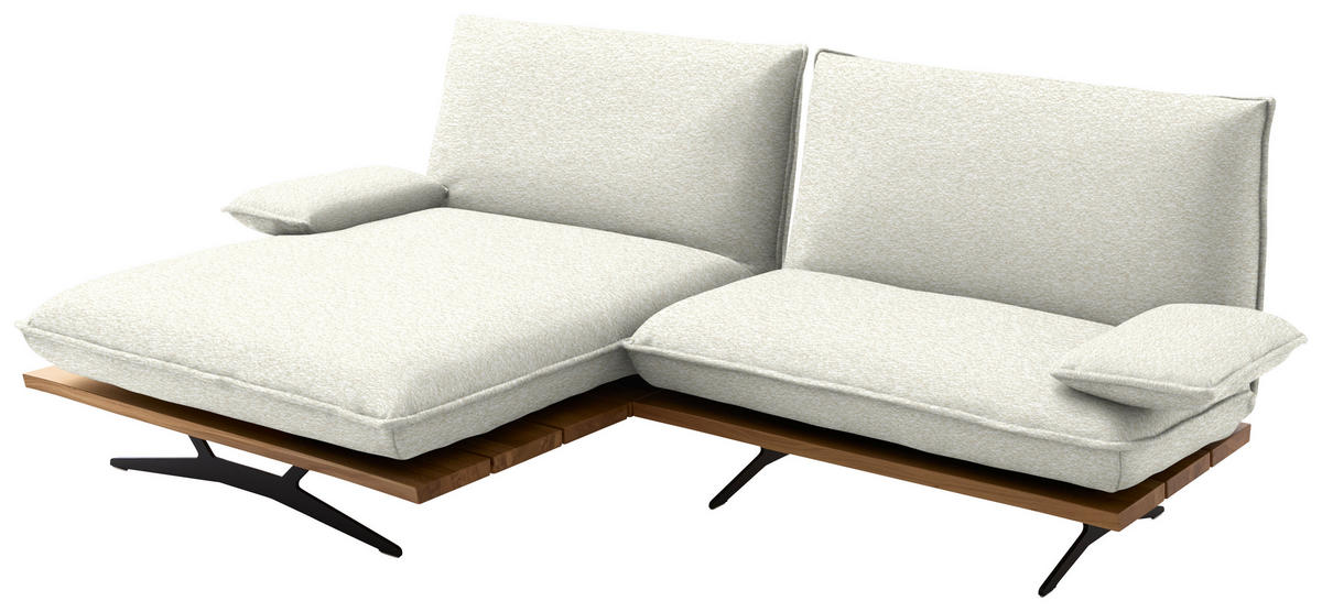 ECKSOFA Chenille, Flachgewebe Creme, Wildeiche  - Wildeiche/Creme, Design, Holz/Textil (161/284cm) - Koinor