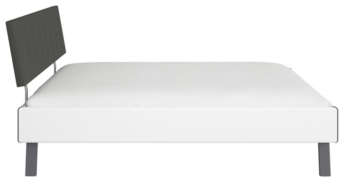 BETT 160/200 cm,  in Weiß,  - Weiß/Grau, Design, Textil/Metall (160/200cm) - Carryhome