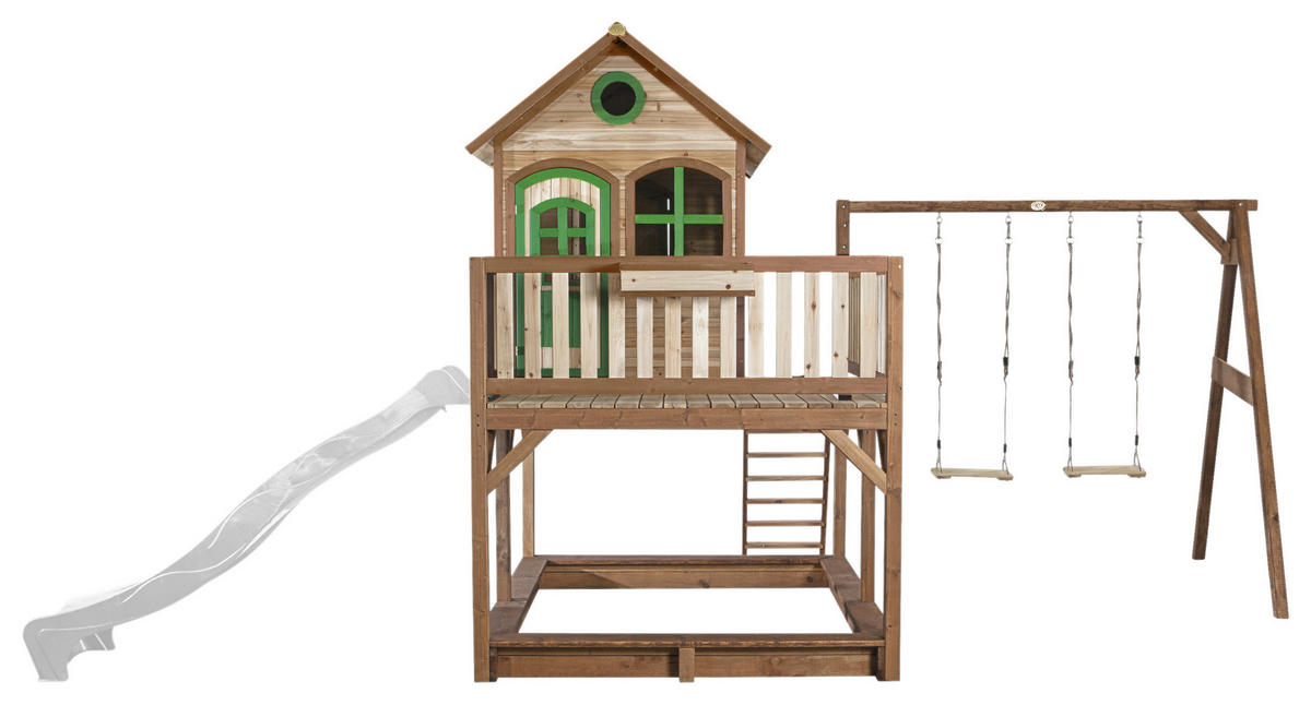 SPIELTURM 613/291/277 cm  - Braun/Weiß, KONVENTIONELL, Holz (613/291/277cm) - Ambia Garden
