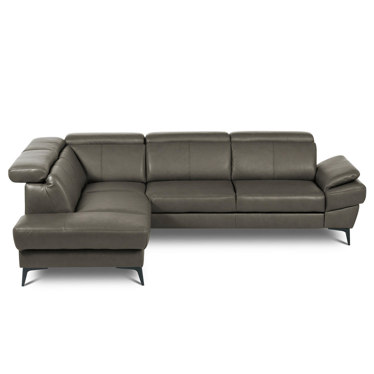 ECKSOFA  in Lederlook Echtleder Schlammfarben  - Schlammfarben/Schwarz, Design, Leder/Textil (211/264cm) - Livetastic