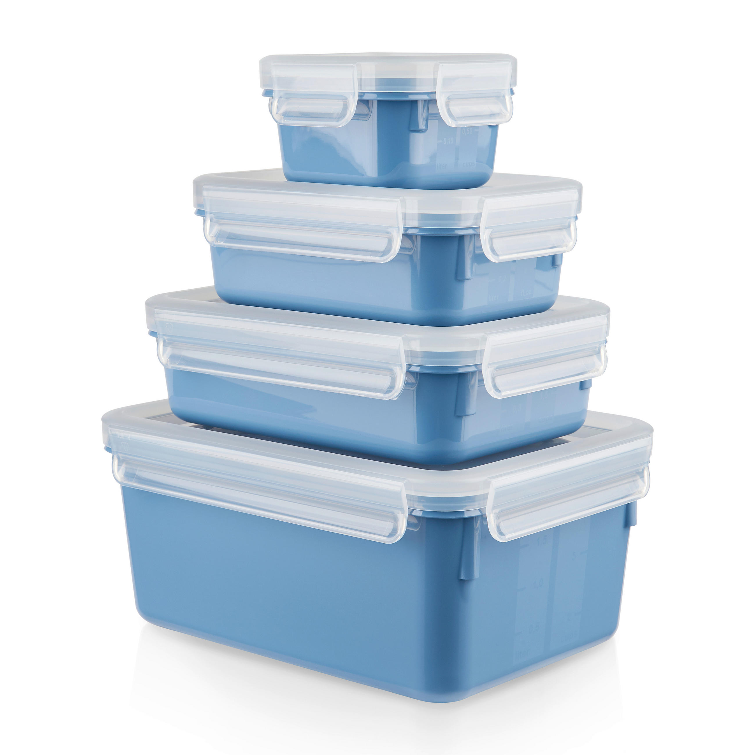 FRISCHHALTEDOSENSET CLIP & CLOSE COLOR EDITION 4-teilig  - Blau/Transparent, Basics, Kunststoff (22,6/16,7/9,9cm) - Emsa
