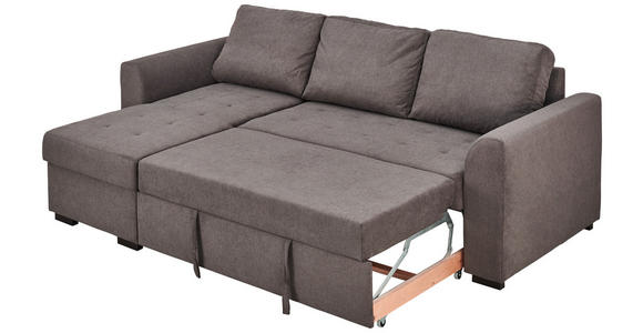 ECKSOFA  in Webstoff Dunkelgrau  155/243 cm  - Dunkelgrau/Schwarz, Design, Kunststoff/Textil (155/243cm) - Xora