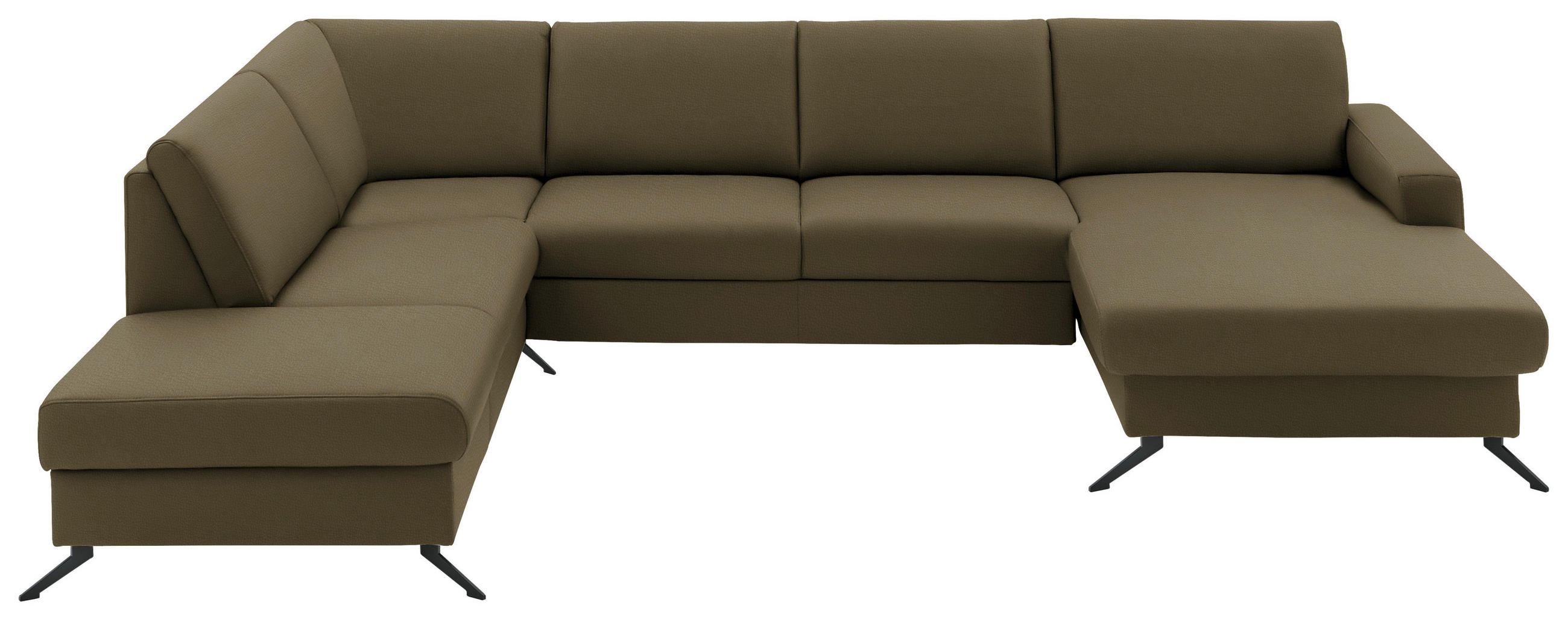 WOHNLANDSCHAFT in Echtleder Grün  - Schwarz/Grün, Design, Leder/Metall (233/339/165cm) - Beldomo Premium