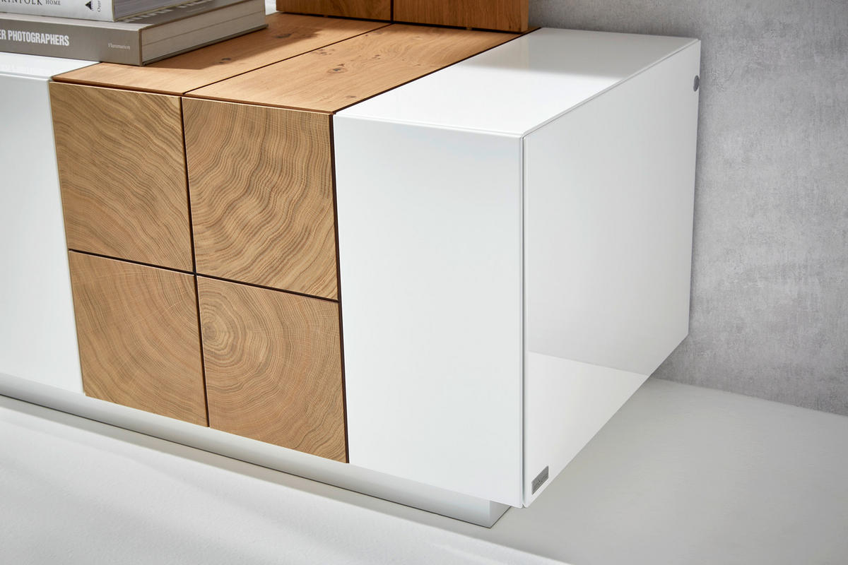 WOHNWAND  in Weiss, Eichefarben 305/190/52 cm  - Weiss/Eichefarben, Design, Holz/Holzwerkstoff (305/190/52cm) - Ambiente