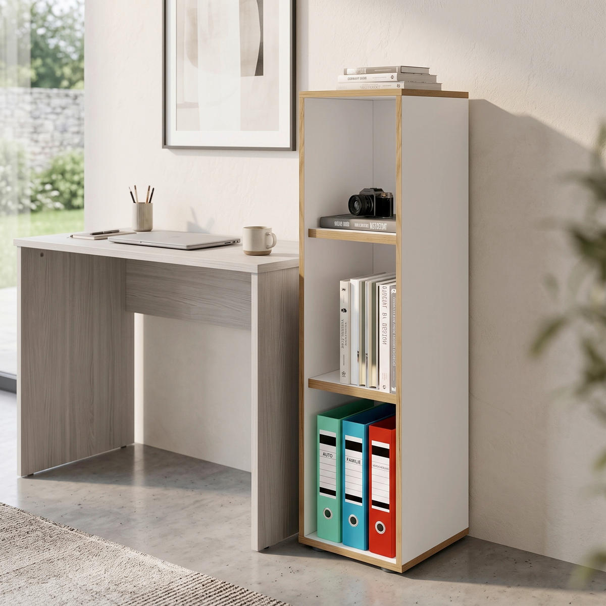 AKTENREGAL 30/110/33 cm  - Honigeiche/Weiss, Design, Holzwerkstoff/Kunststoff (30/110/33cm) - P & B