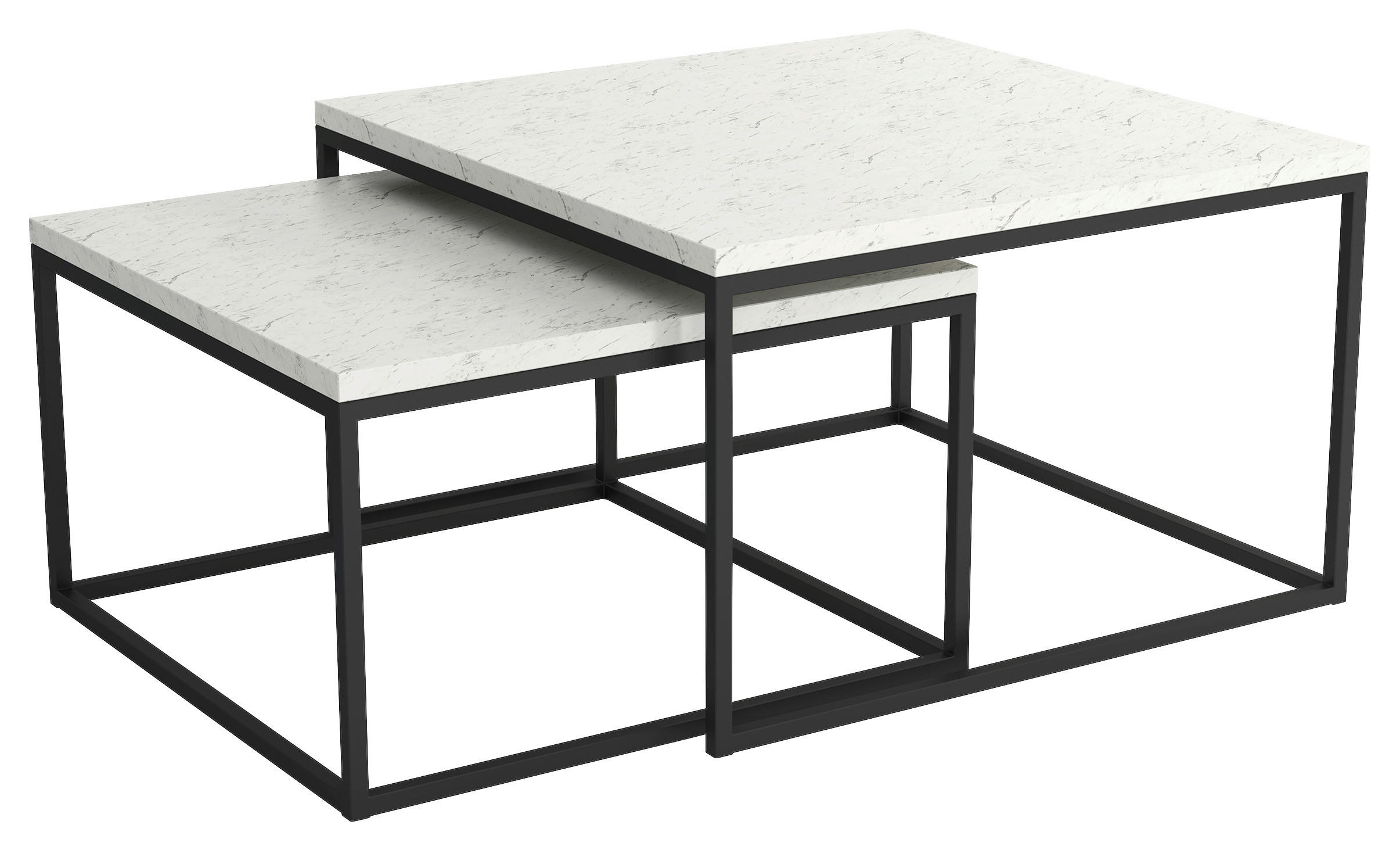 SOFFBORD SET i metall, trämaterial 76/66/76/66/47/40 cm  - vit/svart, Trend, metall/trämaterial (76/66/76/66/47/40cm) - Stylife