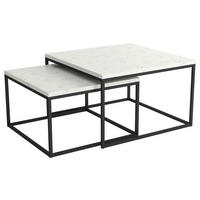 SOFFBORD SET i metall, trämaterial 76/66/76/66/47/40 cm  - vit/svart, Trend, metall/trämaterial (76/66/76/66/47/40cm) - Stylife