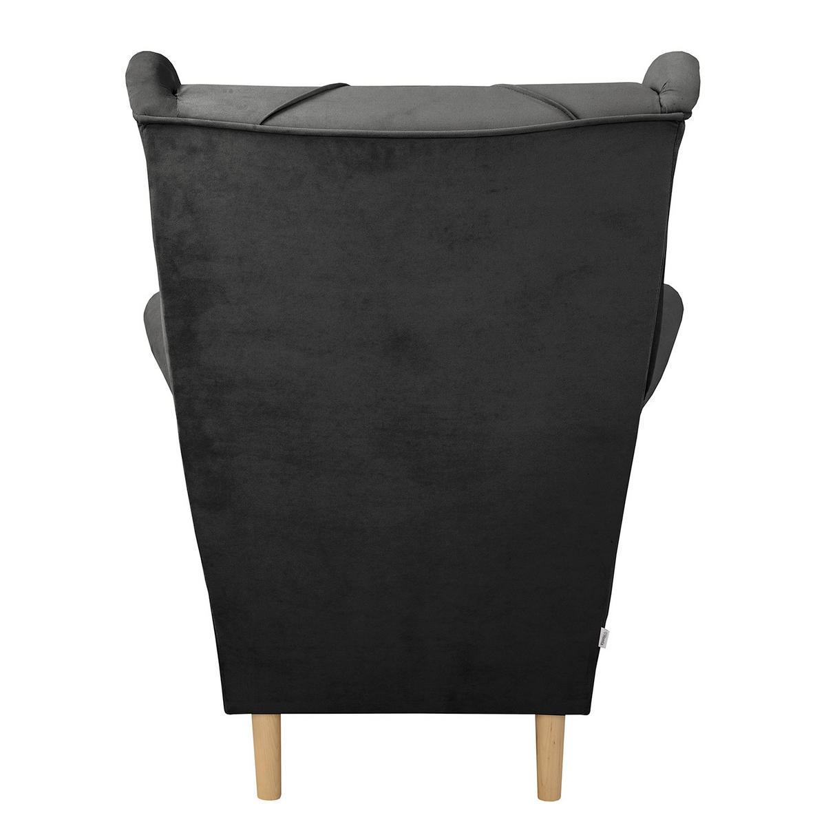 OHRENSESSEL Samt Schwarz  - Schwarz/Naturfarben, Design, Holz/Textil (84/105/90cm) - P & B