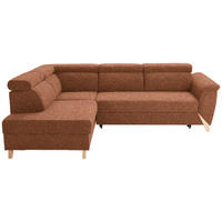 ECKSOFA in Bouclé Cognac  200/265 cm  - Cognac/Naturfarben, KONVENTIONELL, Holz/Textil (200/265cm) - Stylife