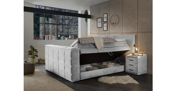 BOXSPRINGBETT 180/200 cm in Silberfarben - Silberfarben, KONVENTIONELL, Textil (180/200cm) - Carryhome