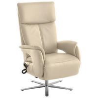 RELAXSESSEL in Leder Ecru  - Ecru/Edelstahlfarben, Design, Leder/Metall (70/124/85cm) - Cantus