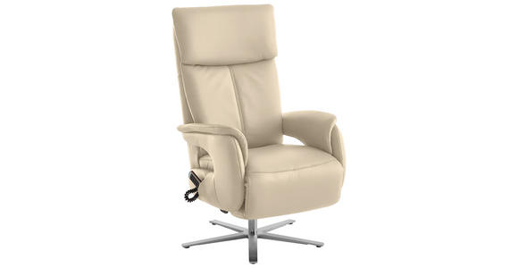 RELAXSESSEL in Leder Ecru - Ecru/Edelstahlfarben, Design, Leder/Metall (70/124/85cm) - Cantus
