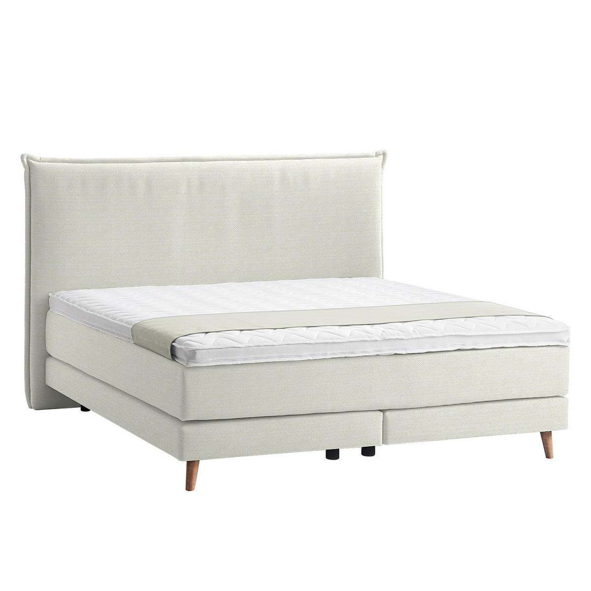 BOXSPRINGBETT 160/200 cm  in Creme  - Eichefarben/Creme, Design, Holzwerkstoff/Textil (160/200cm) - home24