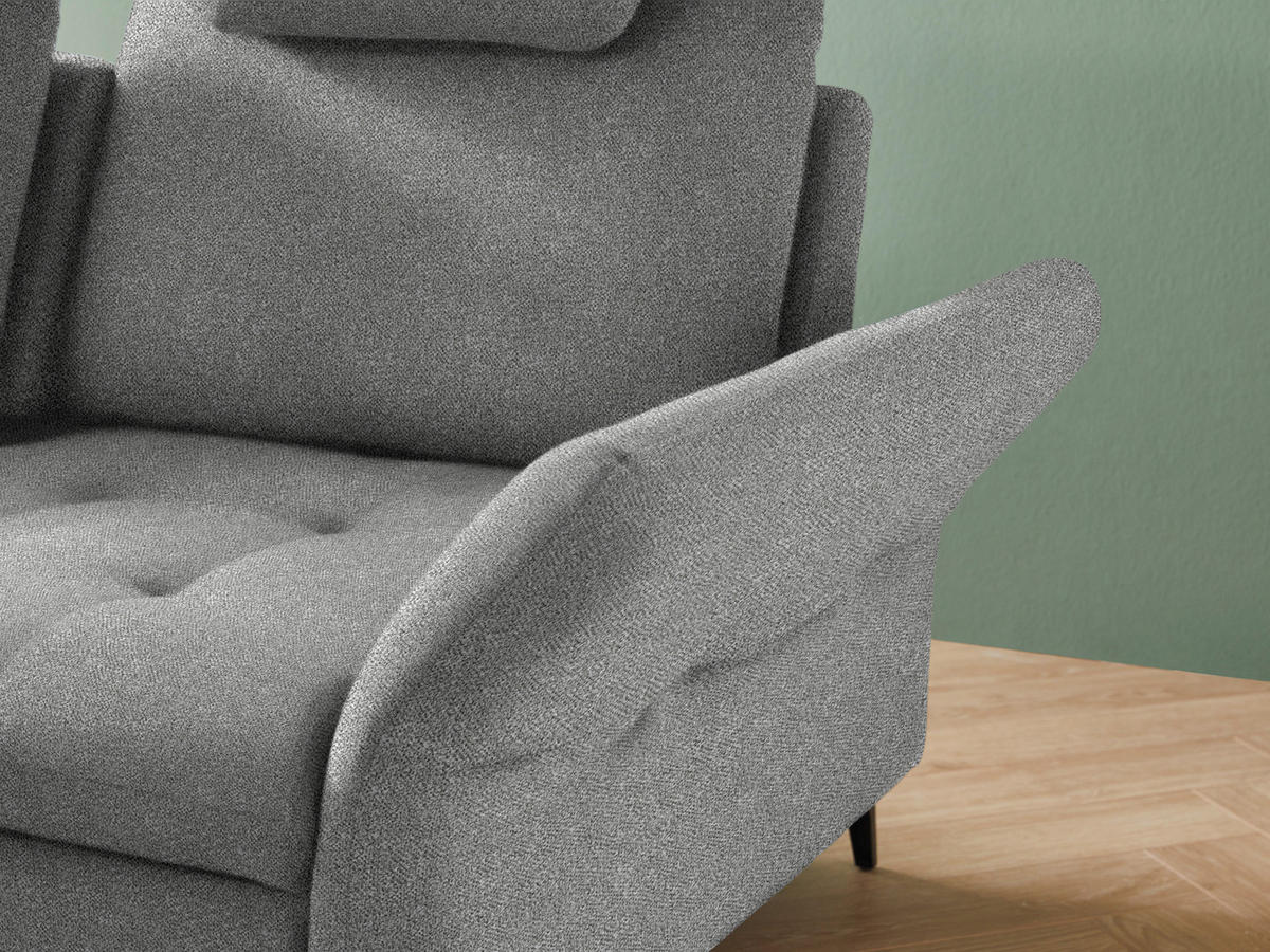 ECKSOFA in Bouclé Hellgrau  - Hellgrau/Schwarz, Natur, Textil/Metall (233/288cm) - Valnatura